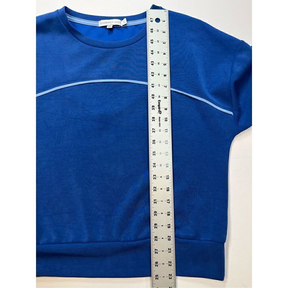 Revolve Simply Jules RelaxedFit Crewneck Sweatshirt Blue AthleticSoft Size Large - Picture 4 of 8